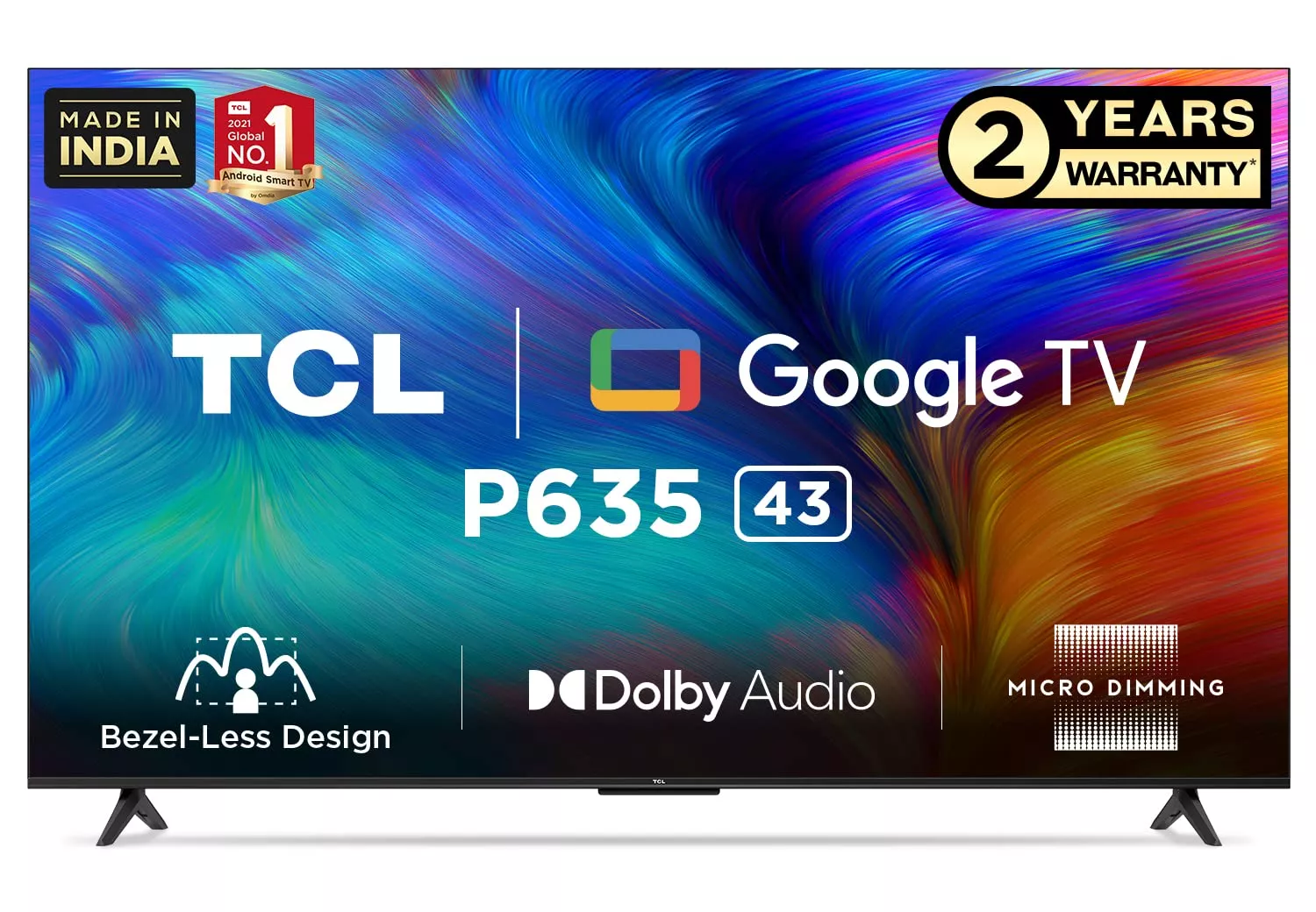 Buy TCL 108 cm (43 inches) Metallic Bezel-Less Series 4K Ultra HD Smart LED  Google TV 43P635