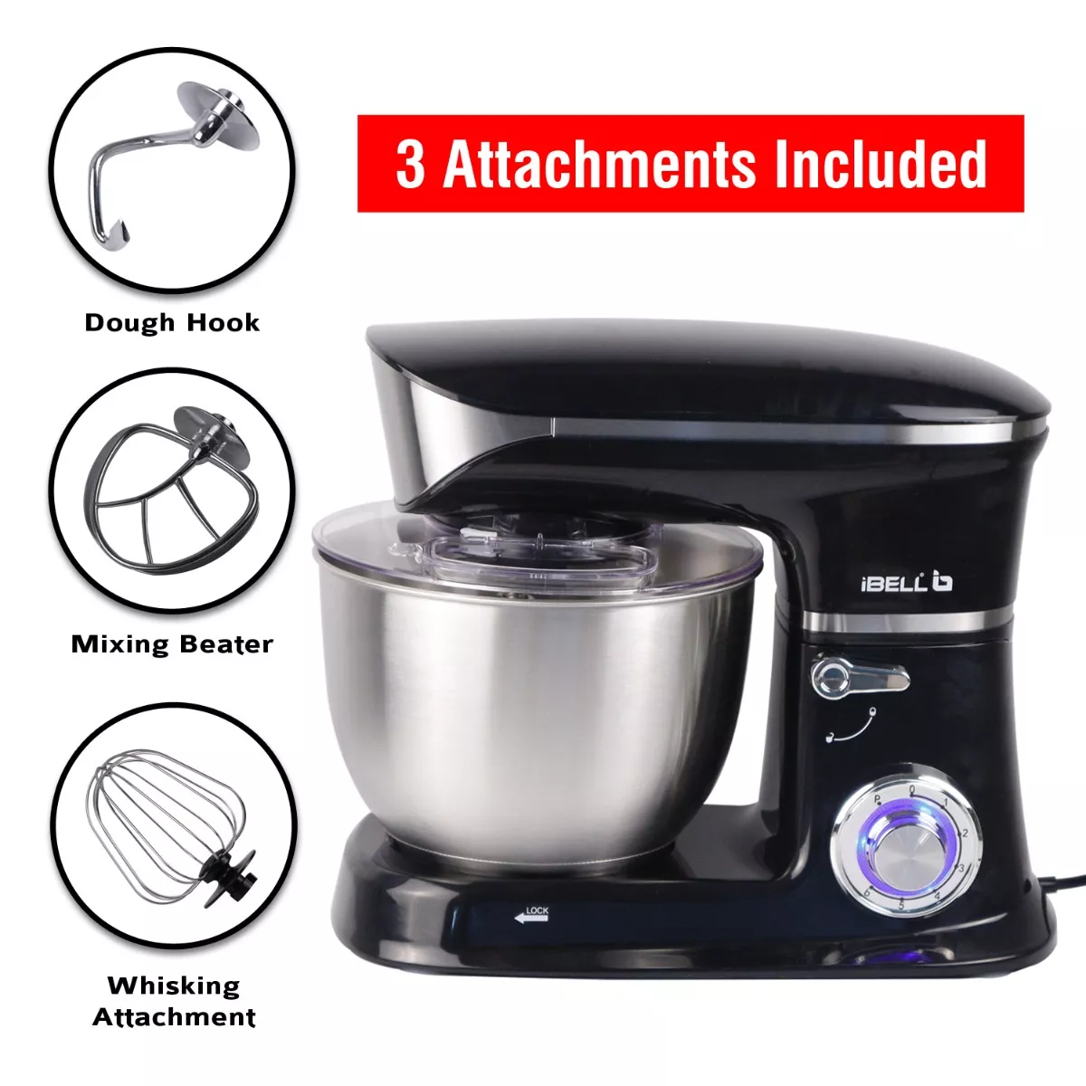 Buy iBELL 4650S 1300W Electric Food Stand Mixer Tilt Head 6.5L
