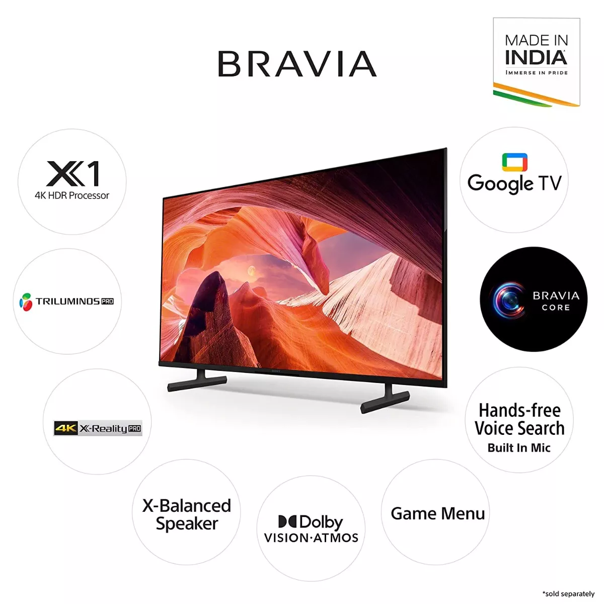 Sony Bravia 139 cm (55 inches) 4K Ultra HD Smart LED Google TV KD-55X75L  (Black) : : Electronics