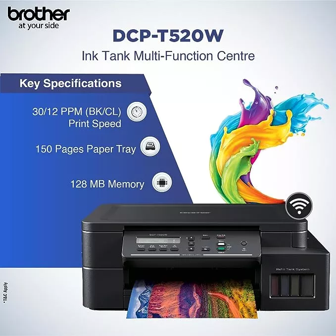 Brother DCP-T510W Color InkTank System Refill Multifunction Printer with  Wi-Fi