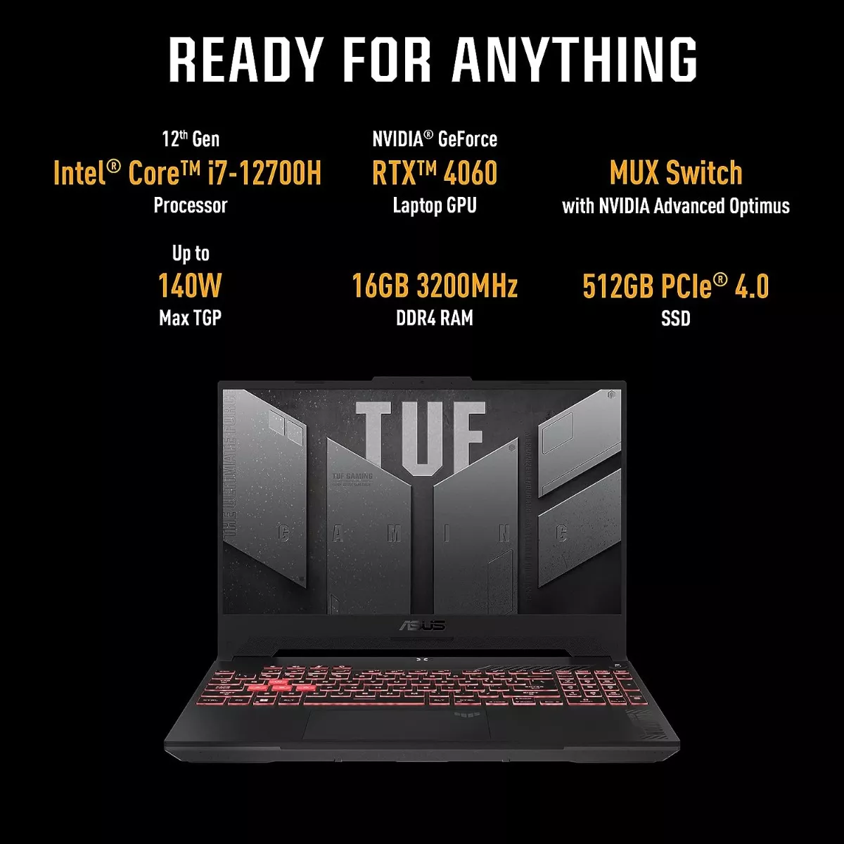 ASUS TUF 15.6 Gaming Laptop 144hz FHD Intel Core i7 with 16GB Memory  NVIDIA GeForce RTX 4060 512GB SSD Mecha Grey FX507ZV-F15.I74060 - Best Buy