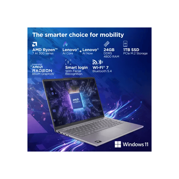 Lenovo IdeaPad Slim AMD Ryzen AI 24 GB |1 TB SSD Luna Grey  83HX001NIN