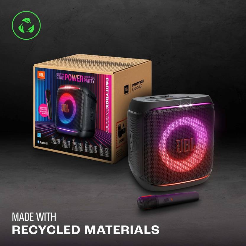 JBL Partybox Encore with Mic,AI Sound Boost,Dynamic Light Show,Upto 15Hrs  Playtime 100 W Bluetooth Speaker (Black, Stereo Channel)